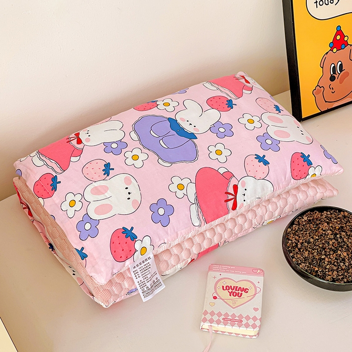 91家纺网 家纺一手货源 找家纺 卓昌枕芯 2025新款儿童双面荞麦羽丝绒枕芯凉豆豆加全棉纯棉可拆卸 小白兔 枕套加羽丝绒内胆30x50cm/只