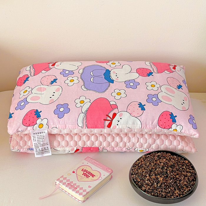 91家纺网 家纺一手货源 找家纺 卓昌枕芯 2025新款儿童双面荞麦羽丝绒枕芯凉豆豆加全棉纯棉可拆卸 小白兔 枕套加羽丝绒内胆30x50cm/只