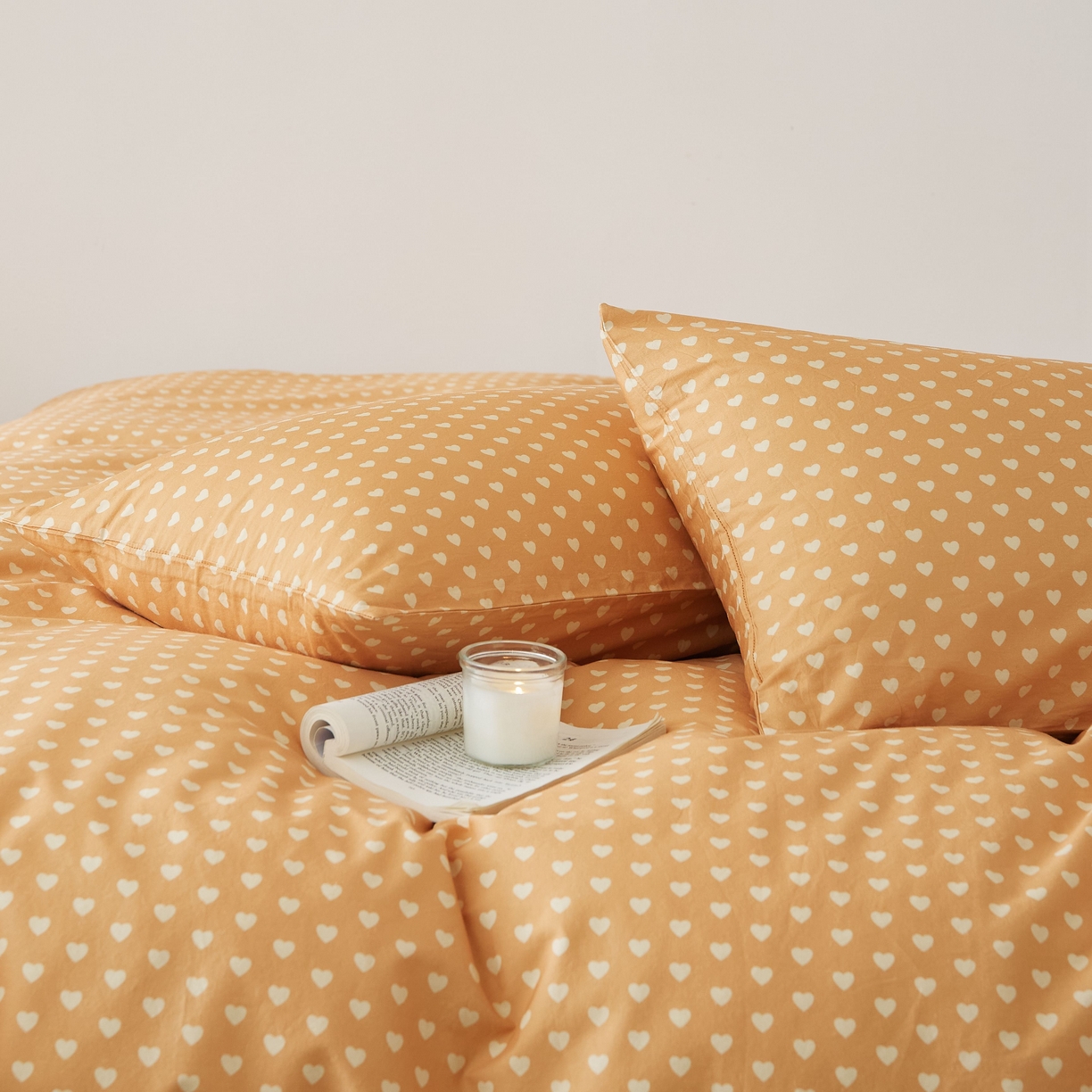 91家纺网 家纺一手货源 找家纺 EH家居 2025春夏新款40s全棉纯棉印花枕套单件 单枕套-小幸运 橙色爱心