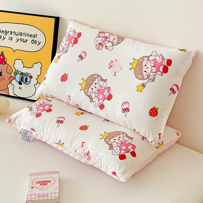 91家纺网 家纺一手货源 找家纺 卓昌枕芯 2025新款儿童双面荞麦羽丝绒枕芯凉豆豆加全棉纯棉可拆卸 小仙女 枕套加羽丝绒内胆30x50cm/只