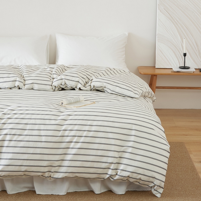 91家纺网 家纺一手货源 找家纺 EH家居 2025春夏新款40s全棉纯棉印花被套单件 单被套-小幸运 经典条纹