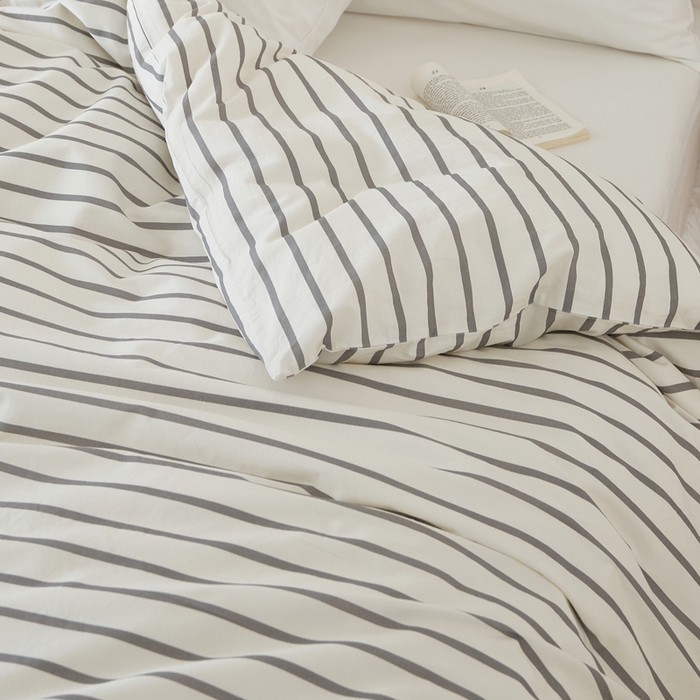 91家纺网 家纺一手货源 找家纺 EH家居 2025春夏新款40s全棉纯棉印花被套单件 单被套-小幸运 经典条纹