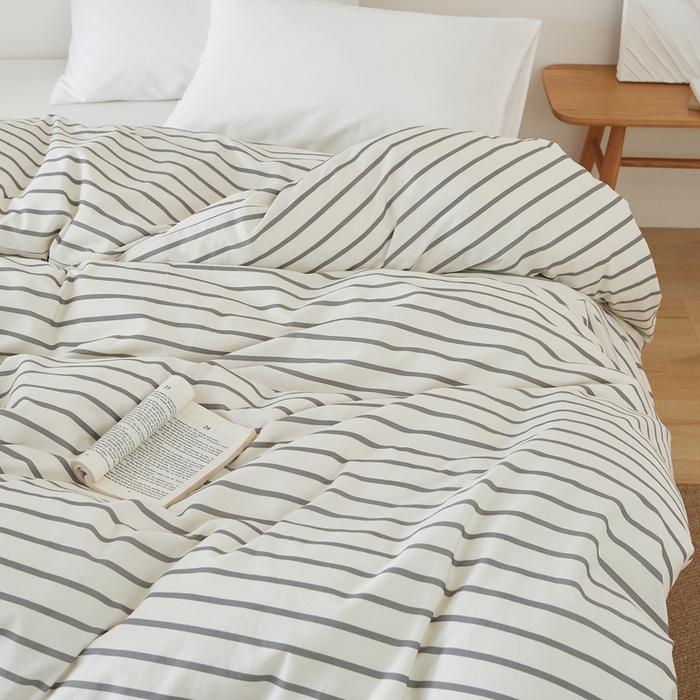 91家纺网 家纺一手货源 找家纺 EH家居 2025春夏新款40s全棉纯棉印花被套单件 单被套-小幸运 经典条纹