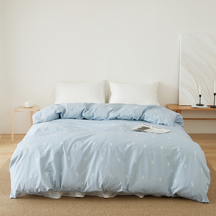 EH家居 2025春夏新款40s全棉纯棉印花被套单件 单被套-小幸运 蓝色情人草