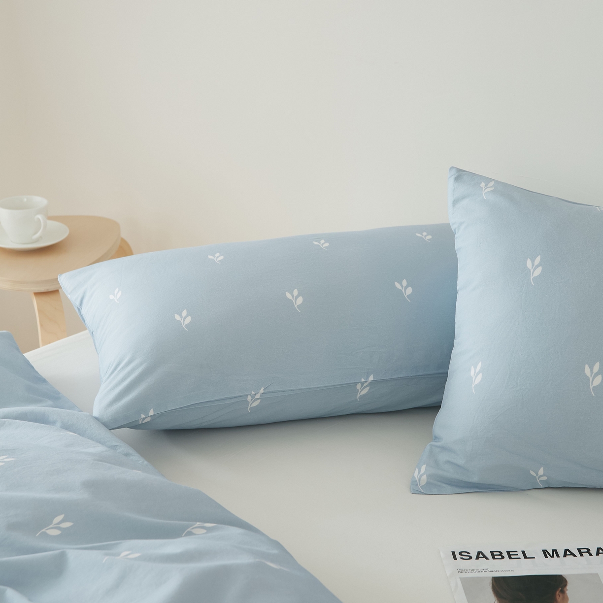 91家纺网 家纺一手货源 找家纺 EH家居 2025春夏新款40s全棉纯棉印花枕套单件 单枕套-小幸运 蓝色情人草