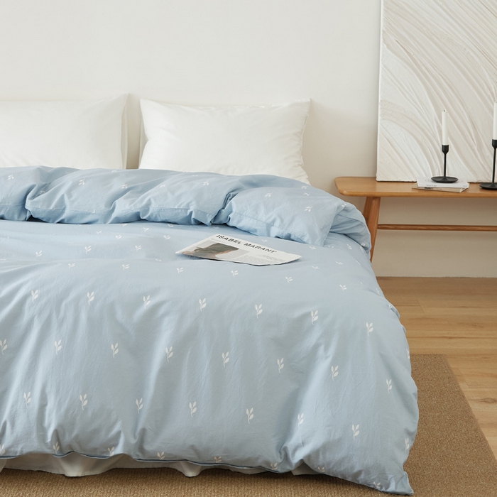 91家纺网 家纺一手货源 找家纺 EH家居 2025春夏新款40s全棉纯棉印花被套单件 单被套-小幸运 蓝色情人草