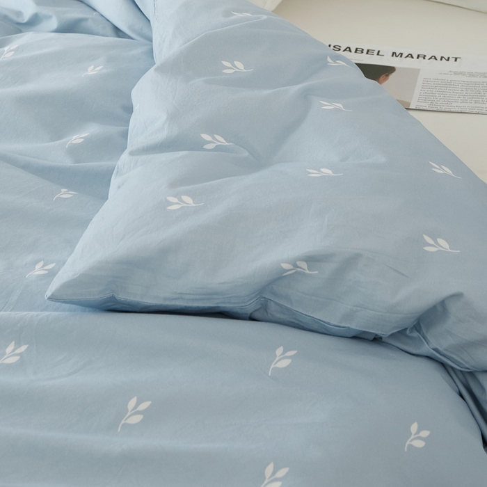 91家纺网 家纺一手货源 找家纺 EH家居 2025春夏新款40s全棉纯棉印花被套单件 单被套-小幸运 蓝色情人草