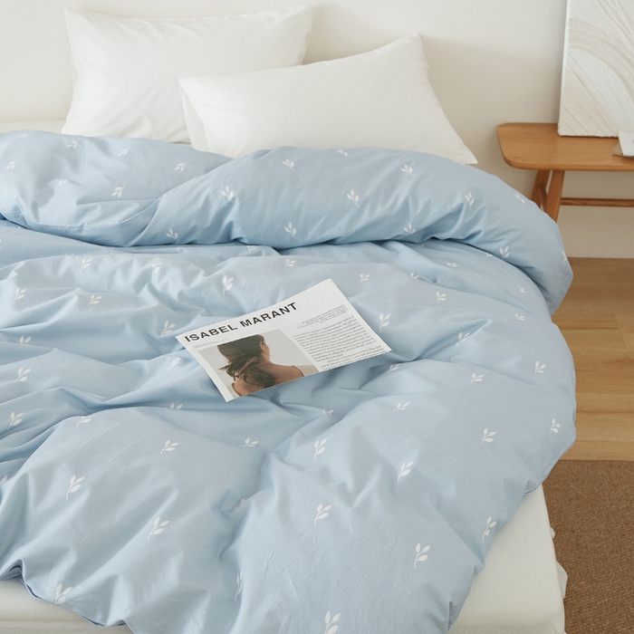 91家纺网 家纺一手货源 找家纺 EH家居 2025春夏新款40s全棉纯棉印花被套单件 单被套-小幸运 蓝色情人草