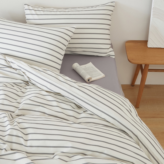 91家纺网 家纺一手货源 找家纺 EH家居 2025春夏新款40s全棉纯棉印花四件套-小幸运 经典条纹