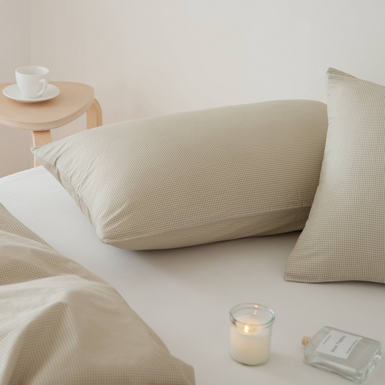 91家纺网 家纺一手货源 找家纺 EH家居 2025春夏新款40s全棉纯棉印花枕套单件 单枕套-小幸运 千鸟小格