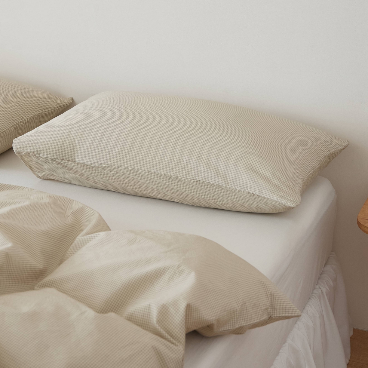 91家纺网 家纺一手货源 找家纺 EH家居 2025春夏新款40s全棉纯棉印花枕套单件 单枕套-小幸运 千鸟小格