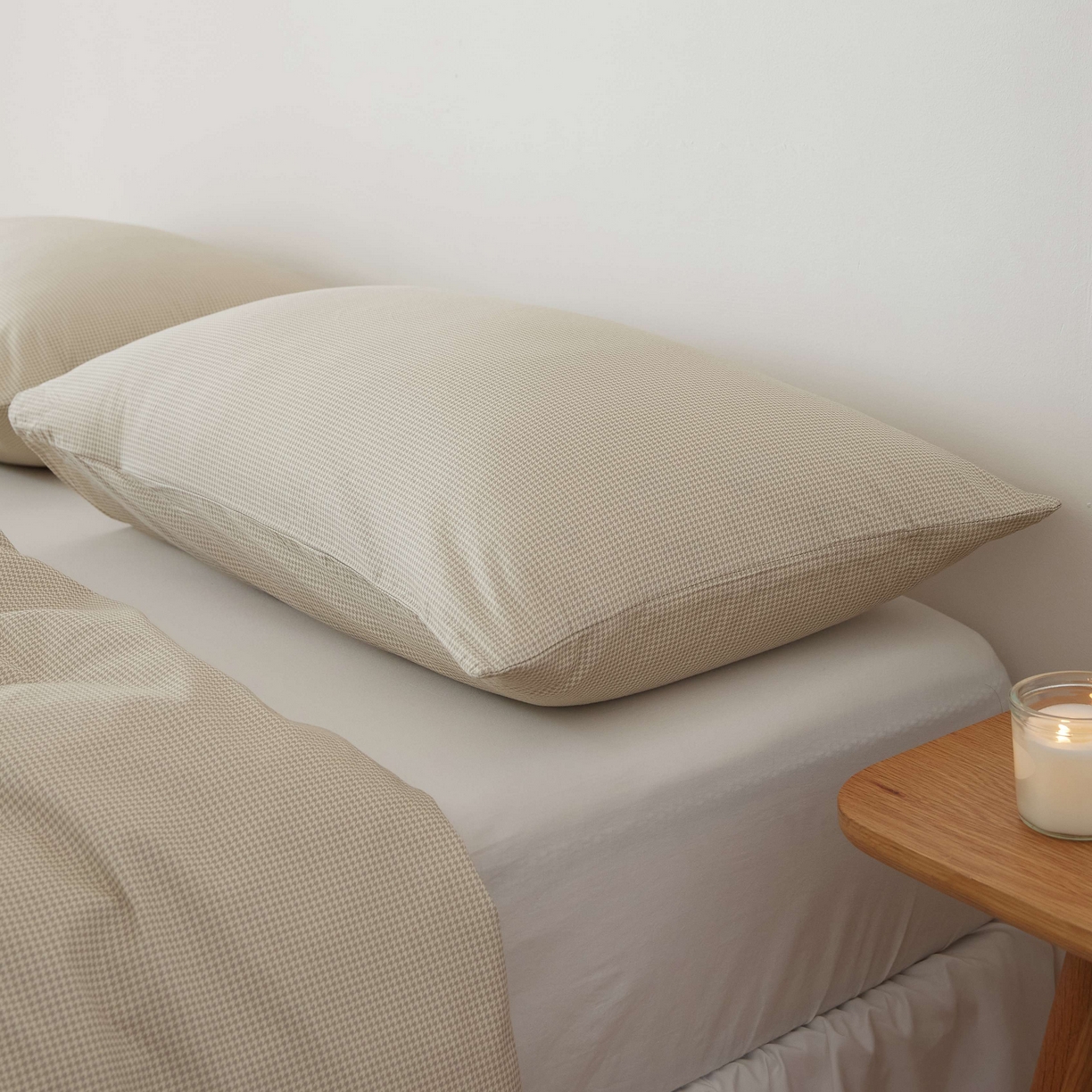 91家纺网 家纺一手货源 找家纺 EH家居 2025春夏新款40s全棉纯棉印花枕套单件 单枕套-小幸运 千鸟小格