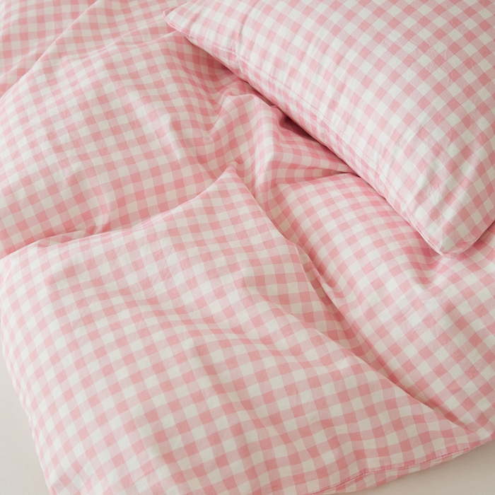 91家纺网 家纺一手货源 找家纺 EH家居 2025春夏新款40s全棉纯棉印花被套单件 单被套-小幸运 维希粉格