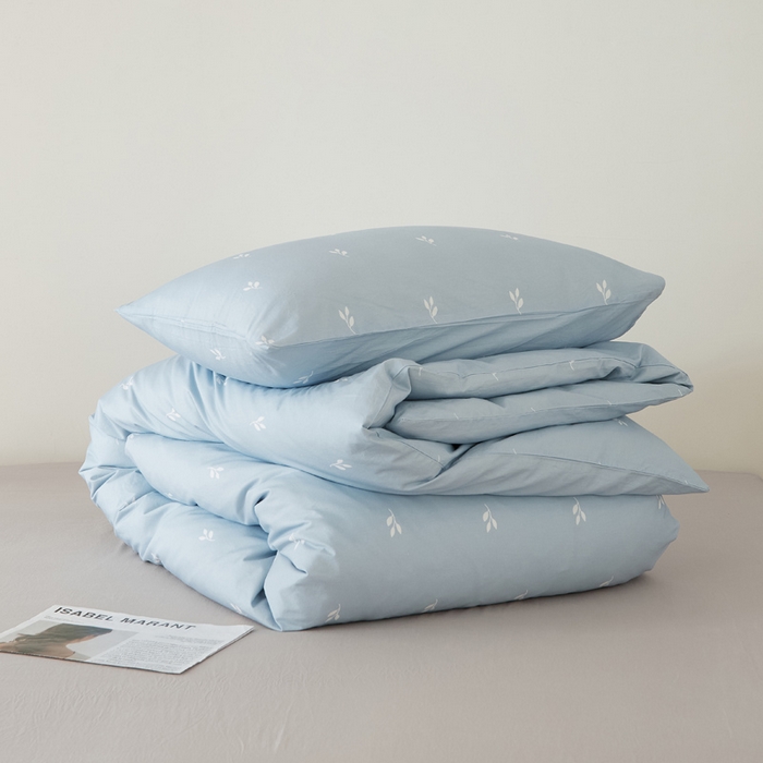 91家纺网 家纺一手货源 找家纺 EH家居 2025春夏新款40s全棉纯棉印花四件套-小幸运 蓝色情人草