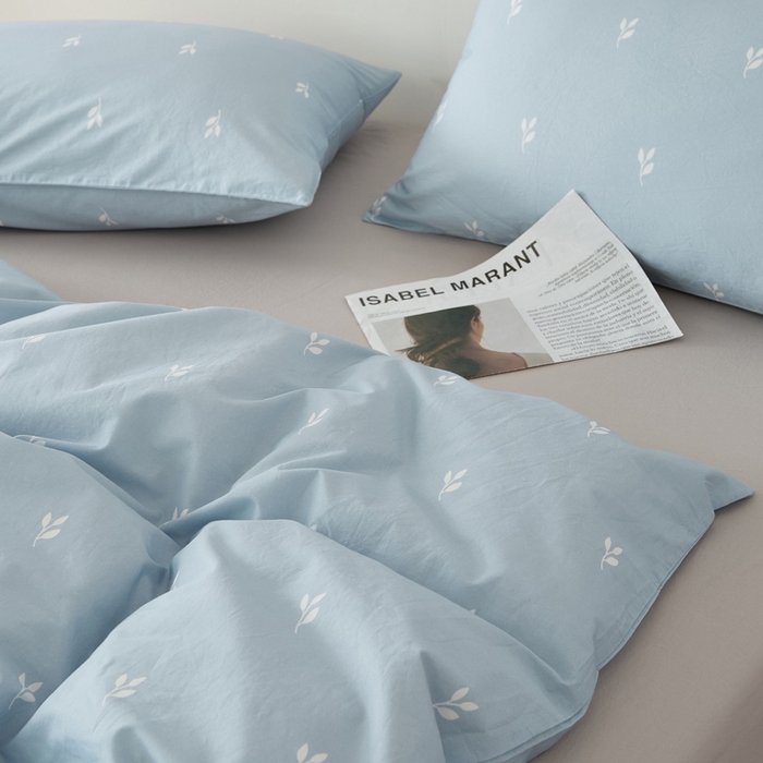 91家纺网 家纺一手货源 找家纺 EH家居 2025春夏新款40s全棉纯棉印花四件套-小幸运 蓝色情人草