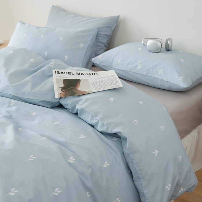 91家纺网 家纺一手货源 找家纺 EH家居 2025春夏新款40s全棉纯棉印花四件套-小幸运 蓝色情人草