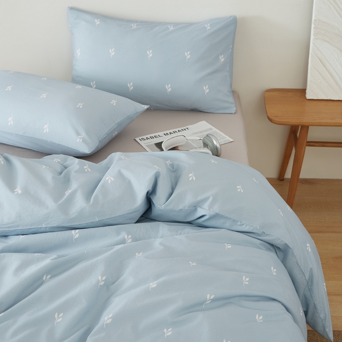 91家纺网 家纺一手货源 找家纺 EH家居 2025春夏新款40s全棉纯棉印花四件套-小幸运 蓝色情人草