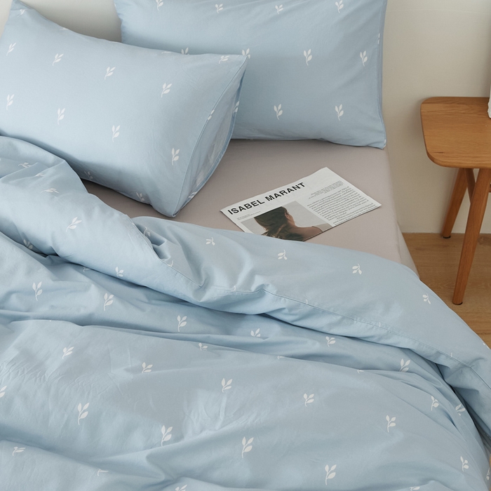 91家纺网 家纺一手货源 找家纺 EH家居 2025春夏新款40s全棉纯棉印花四件套-小幸运 蓝色情人草