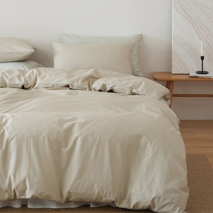 91家纺网 家纺一手货源 找家纺 EH家居 2025春夏新款40s全棉纯棉印花四件套-小幸运 千鸟小格