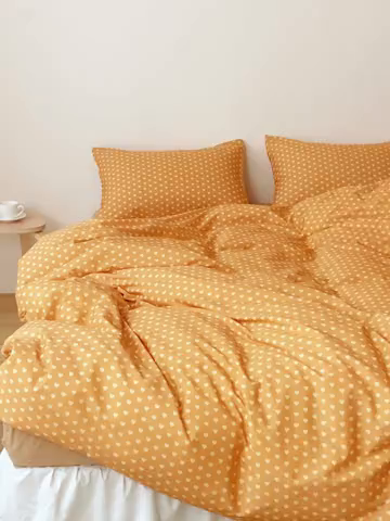 91家纺网 家纺一手货源 找家纺 EH家居 2025春夏新款40s全棉纯棉印花被套单件 单被套-小幸运 橙色爱心