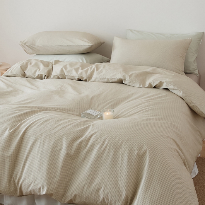 91家纺网 家纺一手货源 找家纺 EH家居 2025春夏新款40s全棉纯棉印花四件套-小幸运 千鸟小格