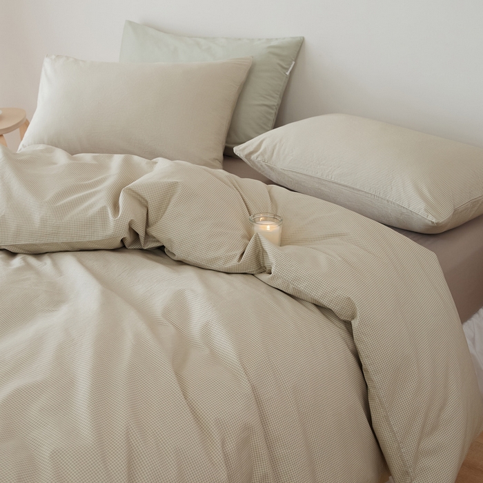 91家纺网 家纺一手货源 找家纺 EH家居 2025春夏新款40s全棉纯棉印花四件套-小幸运 千鸟小格