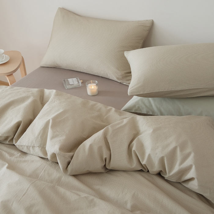 91家纺网 家纺一手货源 找家纺 EH家居 2025春夏新款40s全棉纯棉印花四件套-小幸运 千鸟小格