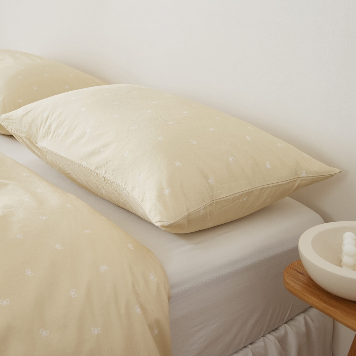 91家纺网 家纺一手货源 找家纺 EH家居 2025春夏新款40s全棉纯棉印花枕套单件 单枕套-小幸运 小蝴蝶结