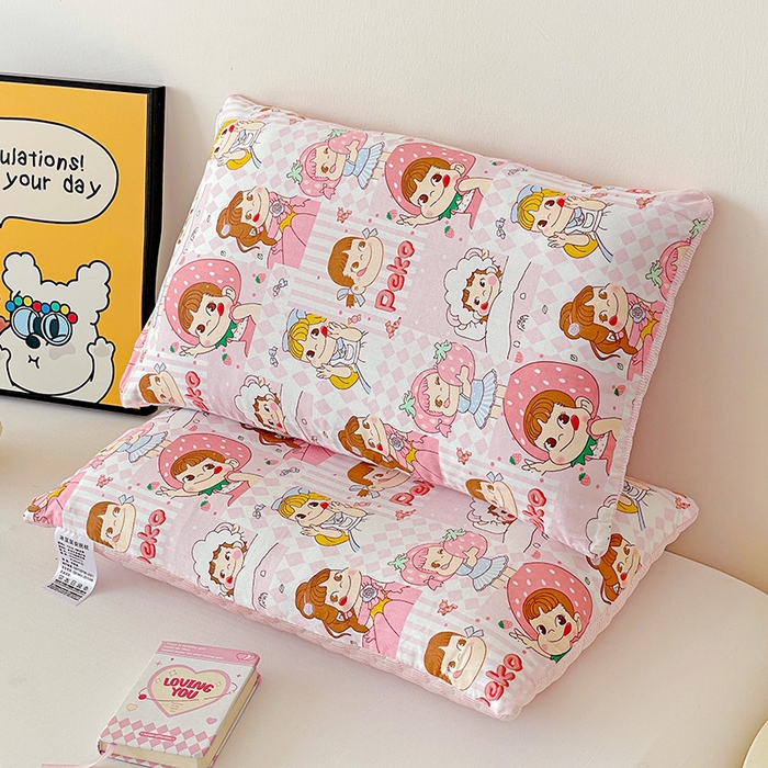 91家纺网 家纺一手货源 找家纺 卓昌枕芯 2025新款儿童双面荞麦羽丝绒枕芯凉豆豆加全棉纯棉可拆卸 小姑娘 枕套加荞麦壳内胆30x50cm/只