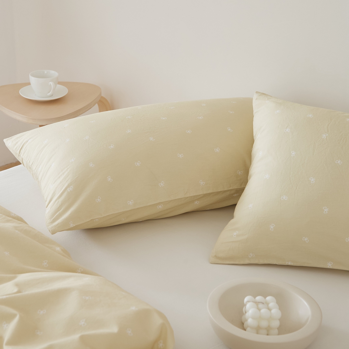 91家纺网 家纺一手货源 找家纺 EH家居 2025春夏新款40s全棉纯棉印花枕套单件 单枕套-小幸运 小蝴蝶结