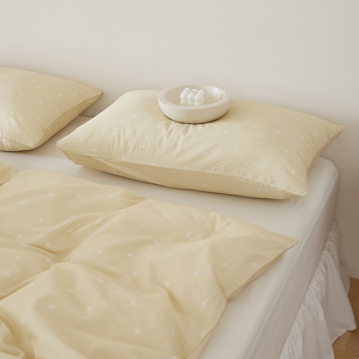 91家纺网 家纺一手货源 找家纺 EH家居 2025春夏新款40s全棉纯棉印花枕套单件 单枕套-小幸运 小蝴蝶结