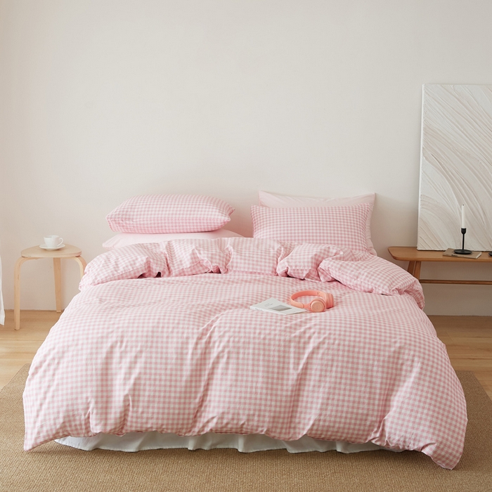 EH家居 2025春夏新款40s全棉纯棉印花四件套-小幸运 维希粉格