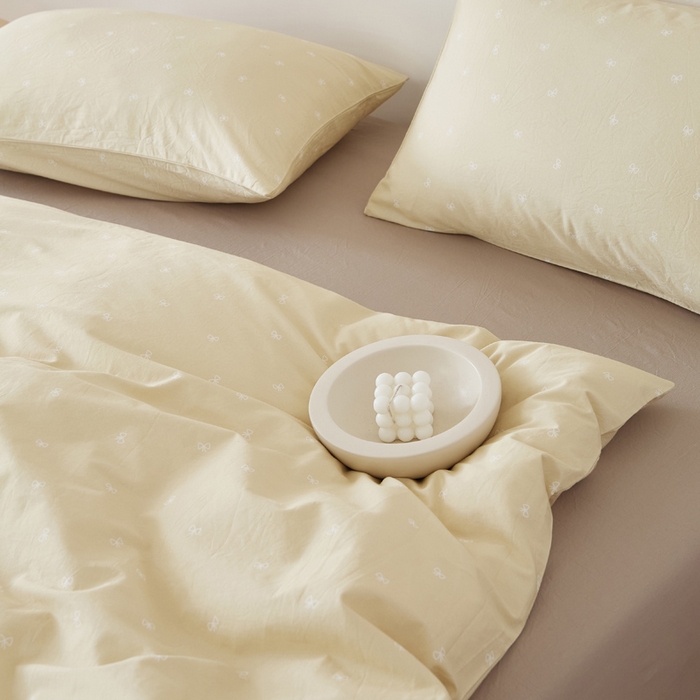 91家纺网 家纺一手货源 找家纺 EH家居 2025春夏新款40s全棉纯棉印花四件套-小幸运 小蝴蝶结