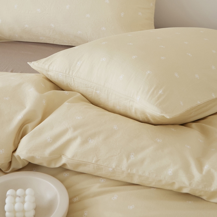 91家纺网 家纺一手货源 找家纺 EH家居 2025春夏新款40s全棉纯棉印花四件套-小幸运 小蝴蝶结