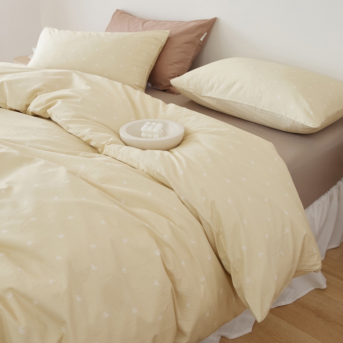 91家纺网 家纺一手货源 找家纺 EH家居 2025春夏新款40s全棉纯棉印花四件套-小幸运 小蝴蝶结