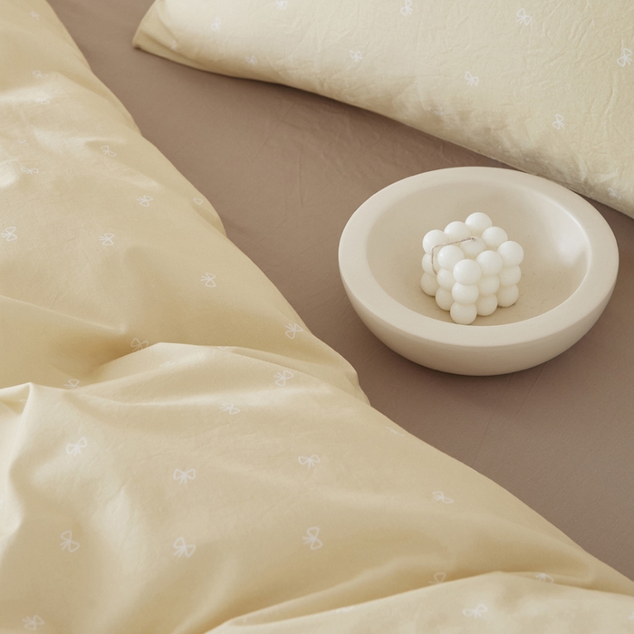 91家纺网 家纺一手货源 找家纺 EH家居 2025春夏新款40s全棉纯棉印花四件套-小幸运 小蝴蝶结