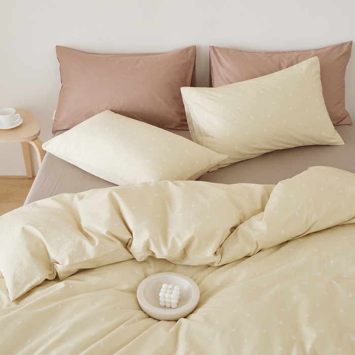 91家纺网 家纺一手货源 找家纺 EH家居 2025春夏新款40s全棉纯棉印花四件套-小幸运 小蝴蝶结