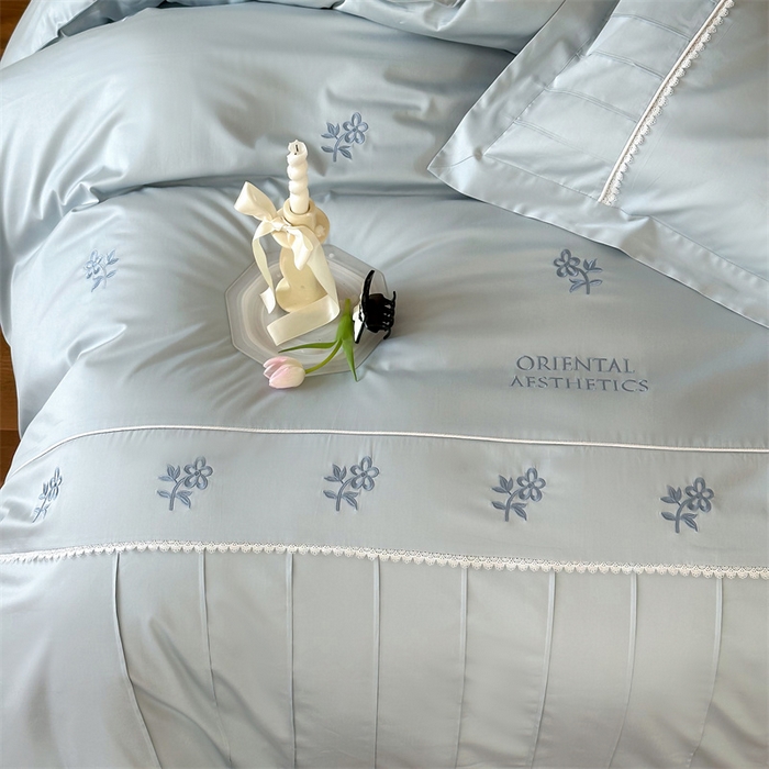 91家纺网 家纺一手货源 找家纺 红番天家居馆 2025新款全棉纯棉贡缎长绒棉手工捏折刺绣蕾丝四件套-觅春 觅春-午后清晨