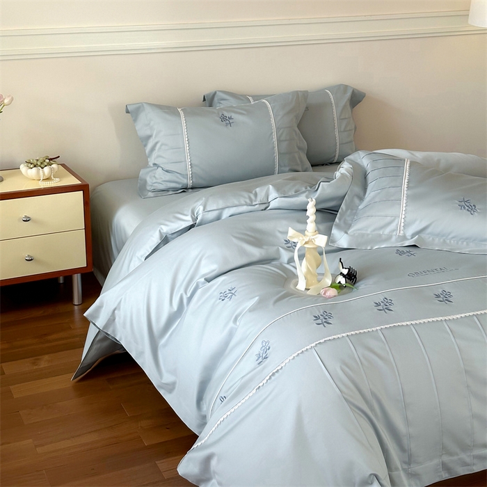 91家纺网 家纺一手货源 找家纺 红番天家居馆 2025新款全棉纯棉贡缎长绒棉手工捏折刺绣蕾丝四件套-觅春 觅春-午后清晨