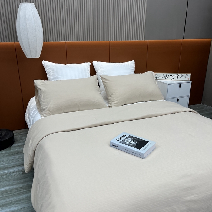 91家纺网 家纺一手货源 找家纺 仲旺居家纺2025新款华夫格提花夏被三件套 卡其