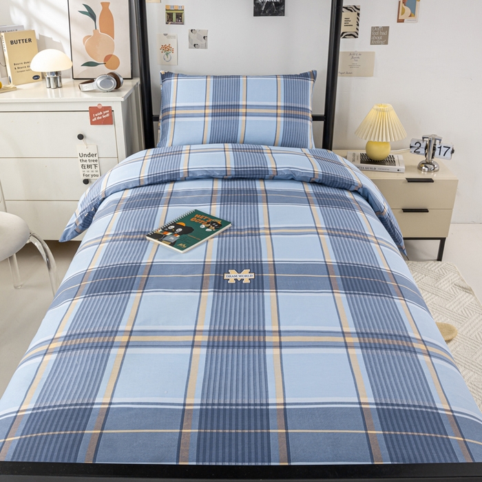 91家纺网 家纺一手货源 找家纺 上学郎家居 2025新款全棉13070学生宿舍三件套单人床床单被套纯棉六件套学生床上用品 安逸时光