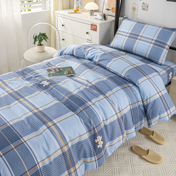 91家纺网 家纺一手货源 找家纺 上学郎家居 2025新款全棉13070学生宿舍三件套单人床床单被套纯棉六件套学生床上用品 安逸时光