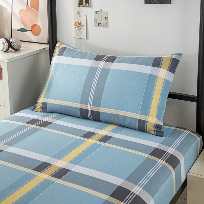 91家纺网 家纺一手货源 找家纺 上学郎家居 2025新款全棉13070学生宿舍三件套单人床床单被套纯棉六件套学生床上用品 贝索斯-兰