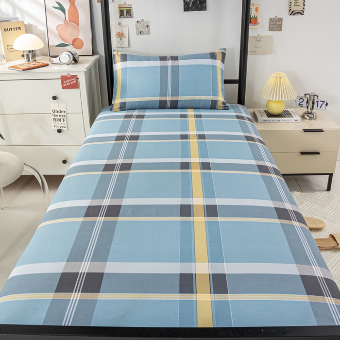 91家纺网 家纺一手货源 找家纺 上学郎家居 2025新款全棉13070学生宿舍三件套单人床床单被套纯棉六件套学生床上用品 贝索斯-兰