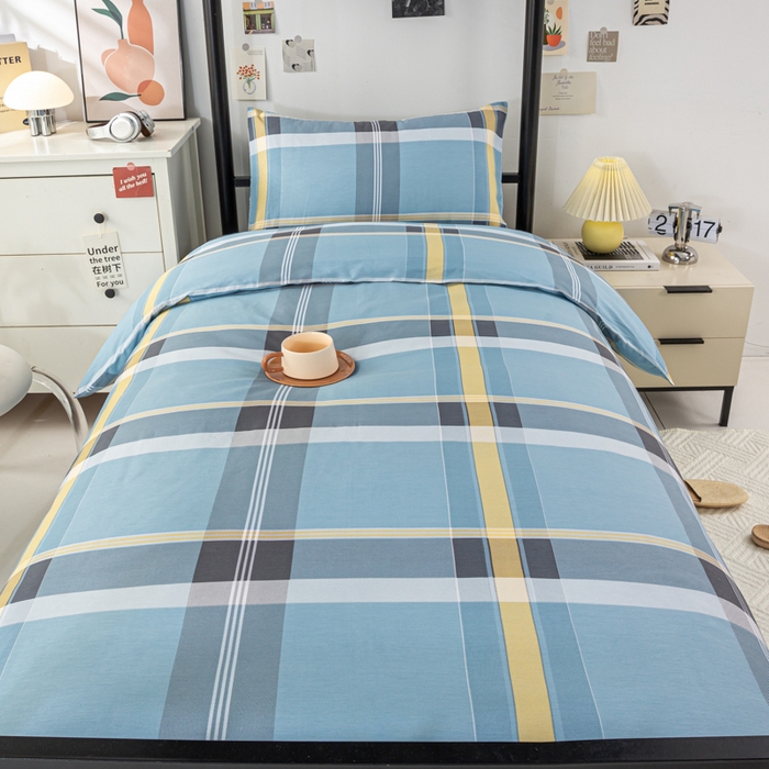 91家纺网 家纺一手货源 找家纺 上学郎家居 2025新款全棉13070学生宿舍三件套单人床床单被套纯棉六件套学生床上用品 贝索斯-兰