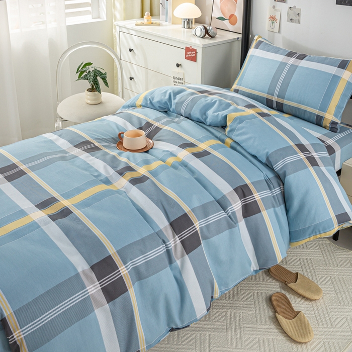 91家纺网 家纺一手货源 找家纺 上学郎家居 2025新款全棉13070学生宿舍三件套单人床床单被套纯棉六件套学生床上用品 贝索斯-兰