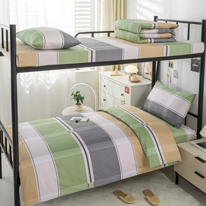 上学郎家居 2025新款全棉13070学生宿舍三件套单人床床单被套纯棉六件套学生床上用品 博美空间-桔