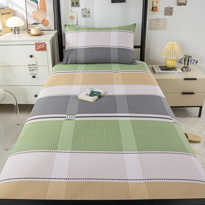 91家纺网 家纺一手货源 找家纺 上学郎家居 2025新款全棉13070学生宿舍三件套单人床床单被套纯棉六件套学生床上用品 博美空间-桔