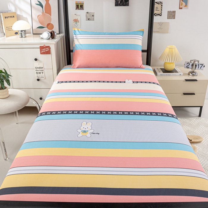 91家纺网 家纺一手货源 找家纺 上学郎家居 2025新款全棉13070学生宿舍三件套单人床床单被套纯棉六件套学生床上用品 布兰卡-粉