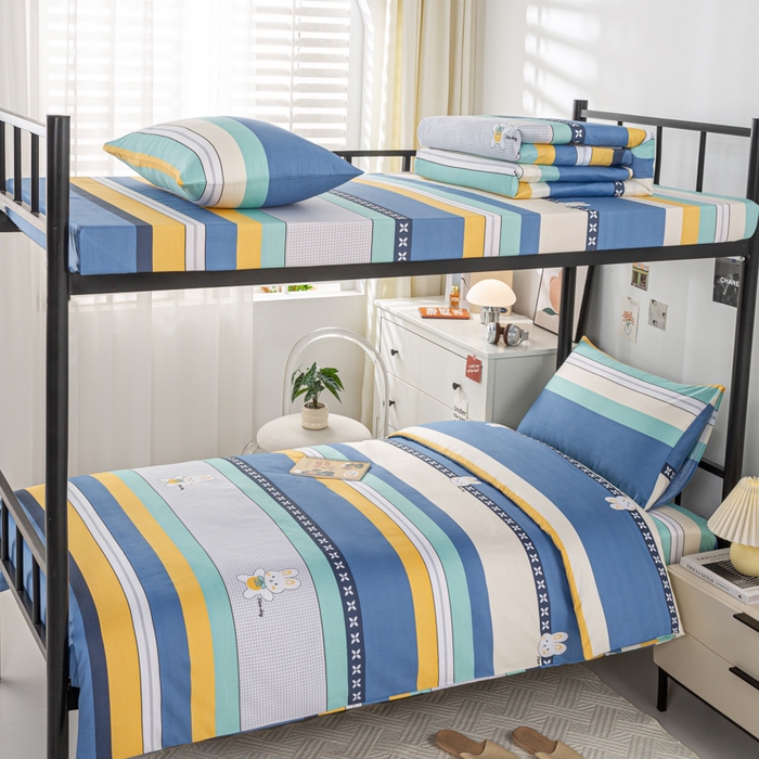 上学郎家居 2025新款全棉13070学生宿舍三件套单人床床单被套纯棉六件套学生床上用品 布兰卡-蓝